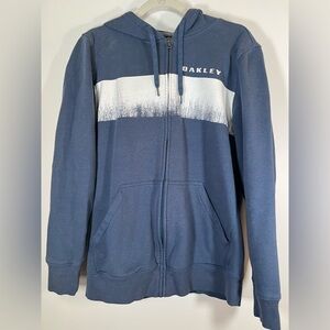 Oakley slate blue zip-up hoodie whitewashed graphic sz L streetwear skater